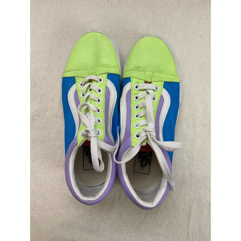 Vans Old Skool Women's Size 7 Mens 5.5 Colorblock Skate Shoes Neon Purple Green - Picture 3 of 10